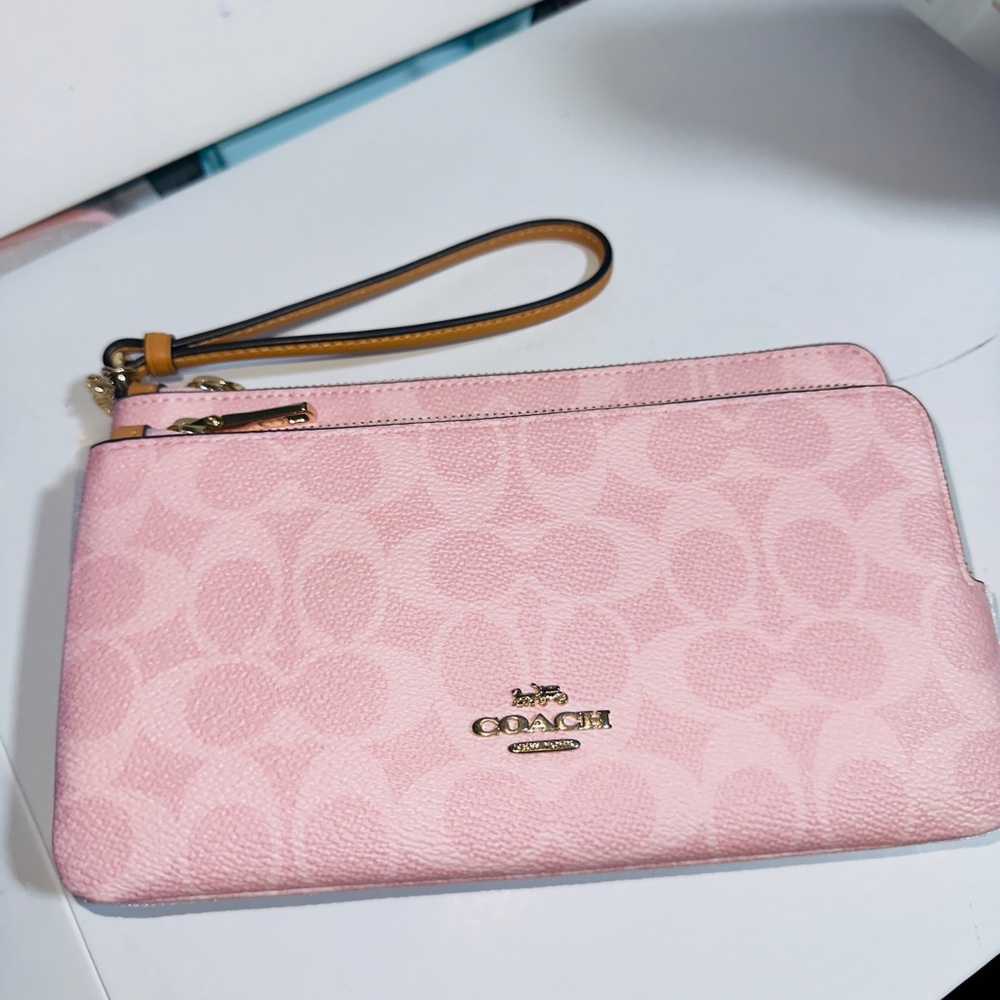 Coach Double Wristlet in Powder Pink